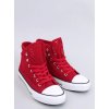 Červené dámske dierované tenisky zo zekoženej látky na šnúrovanie, kód produktu B392