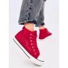 Červené dámske dierované tenisky zo zekoženej látky na šnúrovanie, kód produktu B392