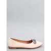 Béžové dámske balerínky z eko kože s mandľovou špičkou a kamienkami, kód ZA10