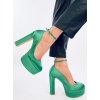Dámske zelené lodičky na členku s výškou podpätku nad 9 cm, textilné, kód X8263