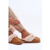 Dámske papuče s kožušinou camel pinky / BO-609/BG182 CAMEL (Veľkosť 36)