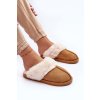 Dámske papuče s kožušinou camel pinky / BO-609/BG182 CAMEL (Veľkosť 36)