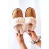 Dámske papuče s kožušinou camel pinky / BO-609/BG182 CAMEL (Veľkosť 36)