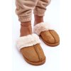 Dámske papuče s kožušinou camel pinky / BO-609/BG182 CAMEL (Veľkosť 36)