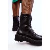 Čierne dámske členkové topánky s eko kožou na 5 cm podpätku, kód produktu II274109 CZARNY