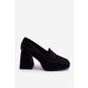 Semišové lodičky na hrubém podpätku a platforme černe adriel / 23-20186 CZARNY (Veľkosť 36)