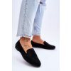 Semišové pohodlné mokasíny čierne giovana / LR29515 BLACK (Veľkosť 36)