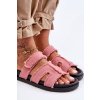Dámske materiálové Sandále na zips ružové lamirose / H8-523 PINK (Veľkosť 36)