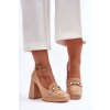 Dámske lodičky  hnedé kód obuvi M047 NUDE (Veľkosť 38)