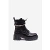 Módní dělnické boty s řetízkem černá Solesso (Veľkosť 36)