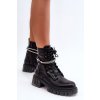 Módní dělnické boty s řetízkem černá Solesso (Veľkosť 36)