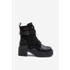 Kůže Botky Workery Zdobené Džetami GOE MM2N4041 Černé (Veľkosť 37)