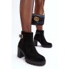 Členkové topánky na podpätku  čierne kód obuvi DA108P BLACK (Veľkosť 40)