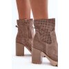 Členkové topánky na podpätku  béžové kód obuvi 3386 CAPPUCINO WELUR