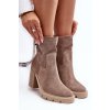 Členkové topánky na podpätku  béžové kód obuvi 3386 CAPPUCINO WELUR