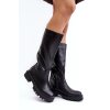Kozačky po polovinu lýtek na plochém podpatku černé Eamantha (Veľkosť 36)