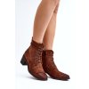Dámské polobotky s nízkým podpatkem se šněrováním hnědé Serellia (Veľkosť 37)