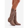 Zazoo 3396 Semišové Vyšívané Polobotky Na Půl Lýtek Hnědé