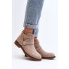 Členkové topánky na podpätku  béžové kód obuvi A2901-8 BEIGE (Veľkosť 41)