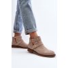 Členkové topánky na podpätku  béžové kód obuvi A2901-8 BEIGE (Veľkosť 41)