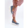 Dámske modré textilné espadrilky na platforme a klinovom podpätku, kód produktu JH333P BLUE