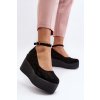Čierne dámske espadrilky z ekologického semišu na platforme s klinom, kód produktu JH333P BLACK