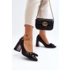 Lodičky na podpatku s mašlí černé Ariemessa (Veľkosť 36)