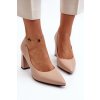 Béžové dámske lodičky s eko kožou na stĺpovom podpätku, kód produktu 62106 BE