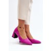 Sametové lodičky na podpätku fuksiová alessyndra / 66602 FU (Veľkosť 36)