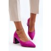 Sametové lodičky na podpätku fuksiová alessyndra / 66602 FU (Veľkosť 36)
