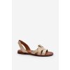 Zazoo 40185 pohodlné kožené klínové Sandále hnedé / 40185 BF. BEŻ (Veľkosť 37)