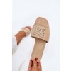 Béžové dámske šľapky z eko semišu na rovnej podrážke, kód produktu SS-243 BEIGE