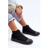 Čierne dámske plátenné tenisky na rovnej podrážke, kód produktu B-807 ALL BLACK