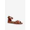 Zazoo 40378 Ploché Dámské Kožené Sandály Hnědé (Veľkosť 37)