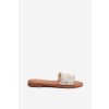 Béžové dámske textilné šľapky s rovnou podrážkou, kód produktu W-125 BEIGE