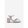 Dámske Sandále z eco kože na podpätku s ozdobami strieborné narhi / 20241 SI (Veľkosť 36)