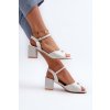 Dámske Sandále z eco kože na podpätku s ozdobami strieborné narhi / 20241 SI (Veľkosť 36)