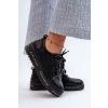 Dámské kožené polobotky na platformě S.Barski LR769A Černé (Veľkosť 37)
