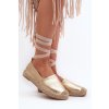 Šněrovací eko kožené espadrilky zlaté Ismanne (Veľkosť 36)
