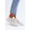 Biele dámske tenisky z eko kože na rovnej podrážke, kód produktu BL519P WHITE