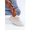 Biele dámske tenisky z eko kože na rovnej podrážke, kód produktu BL519P WHITE