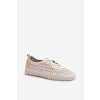 Béžové dámske kožené tenisky na rovnej podrážke Y141-8 BEIGE