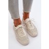 Béžové dámske kožené tenisky na rovnej podrážke Y141-8 BEIGE