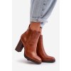 Členkové topánky na podpätku  hnedé kód obuvi UK155 CAMEL (Veľkosť 41)