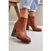 Členkové topánky na podpätku  hnedé kód obuvi UK155 CAMEL (Veľkosť 41)