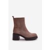 z eko semišuové Dámské Botky Na Podpatku Zateplené Tmavě Béžové Meriluna (Veľkosť 40)