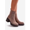 z eko semišuové Dámské Botky Na Podpatku Zateplené Tmavě Béžové Meriluna (Veľkosť 40)