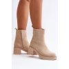 z eko semišuové Dámské Boty Na Podpatku Zateplené Světle Béžové Meriluna (Veľkosť 40)
