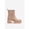 z eko semišuové Dámské Boty Na Podpatku Zateplené Světle Béžové Meriluna (Veľkosť 40)