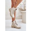 Členkové topánky na podpätku  béžové kód obuvi 2831/054 (Veľkosť 39)
